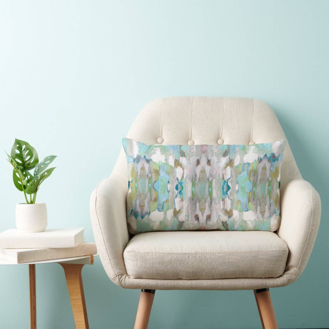 Layla Blue Abstract Art Lumbar Pillow
