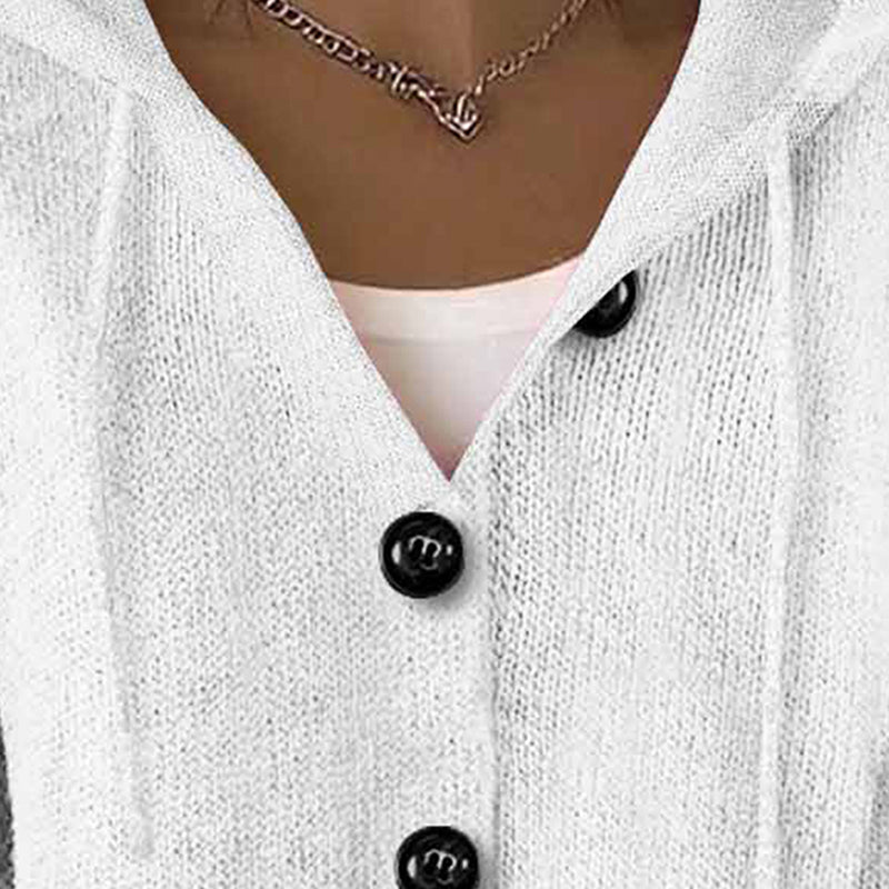 Women’s Button-Down Hoodie Cardigan Sweater Coat - Relaxed Knit