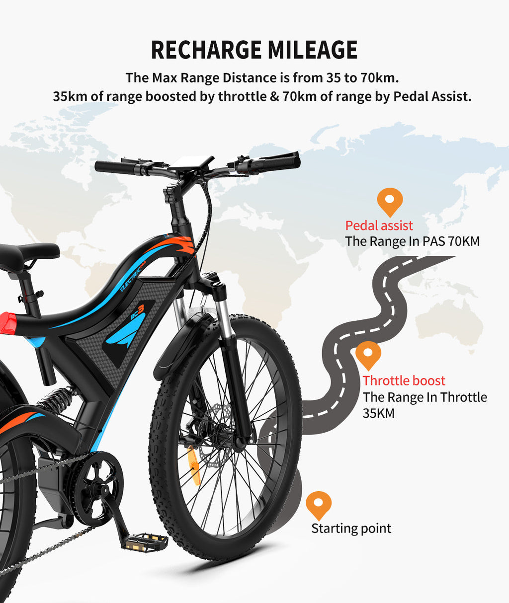 Electric Fat Tire Bike 26 Inch – 500W Rear Motor with Front Suspension
