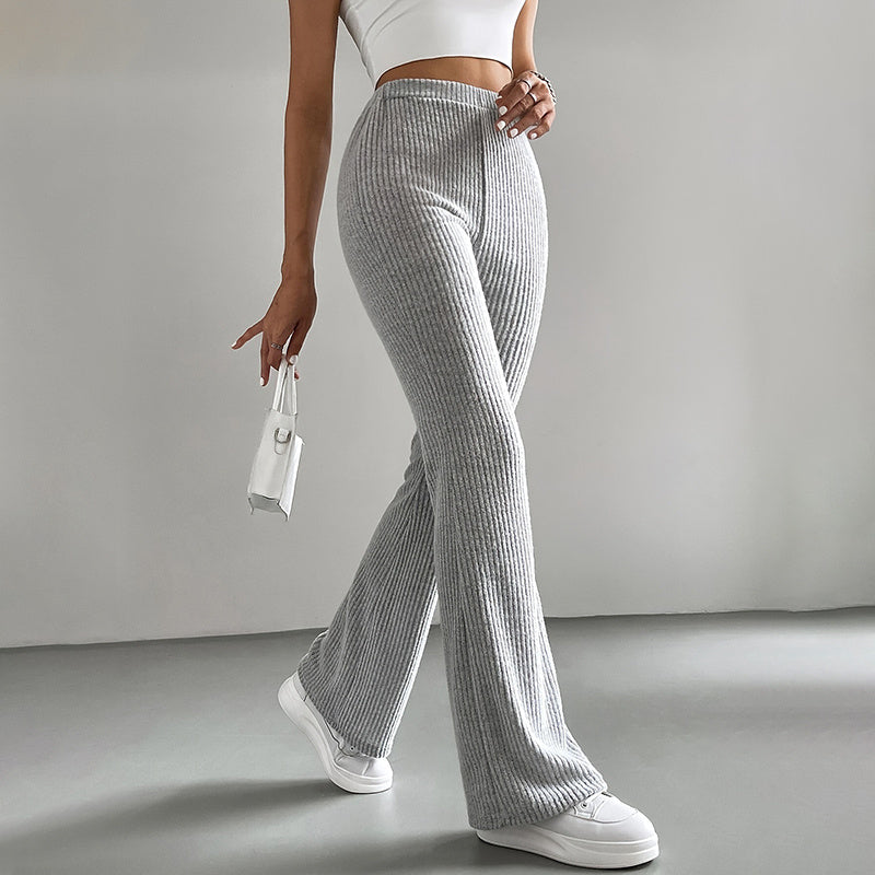 Solid Rib-Knit Pull-On Jogger Pants for Women