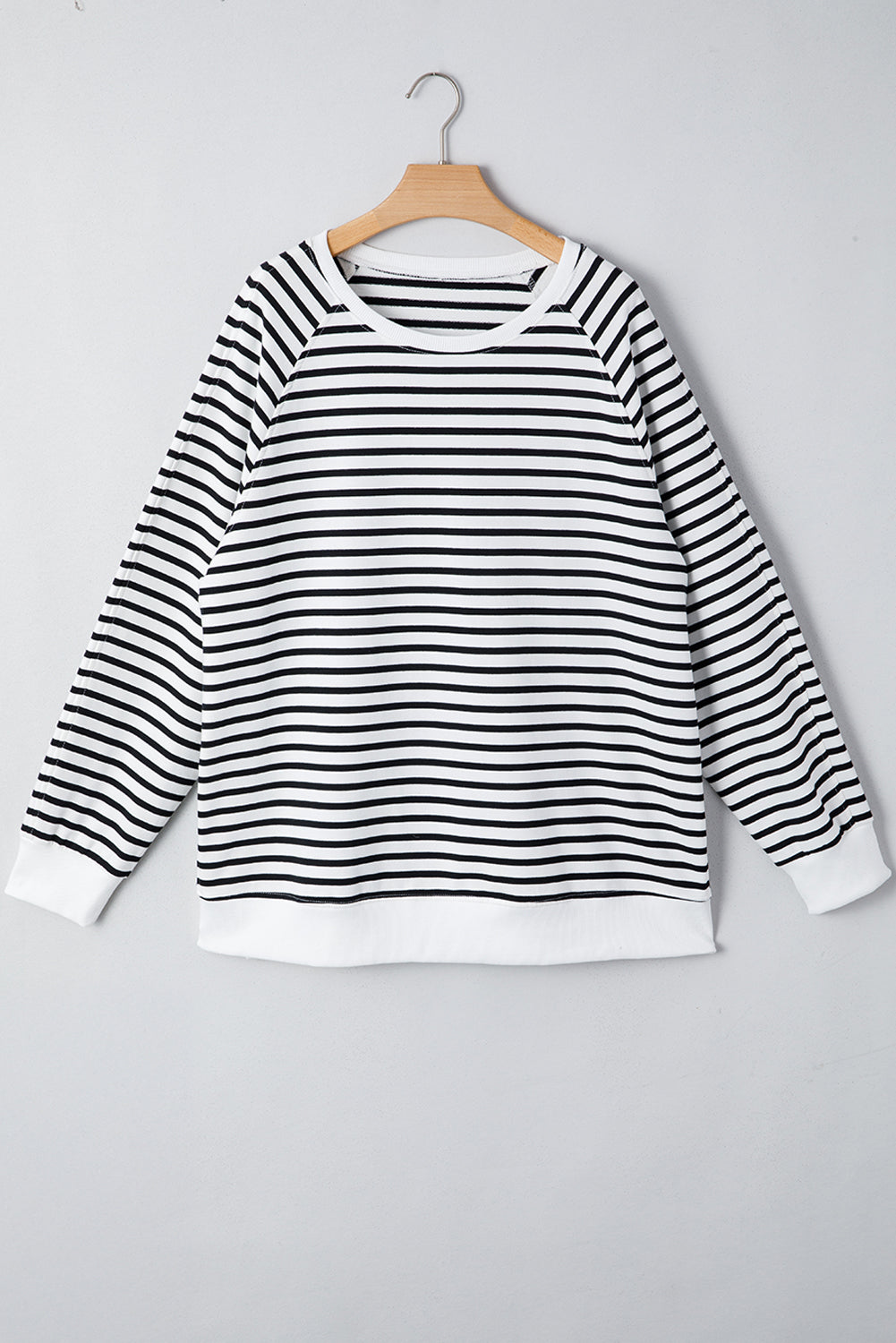 Stripe Raglan Sleeve Side Slit Sweatshirt