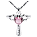 European And American Necklace Cross-border Amazon WISH Cross Wings Peach Heart Necklace Multi-color Zircon Crystal Pendant For Women