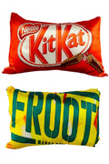 Set of two reversible cushions for kids with Kitkat and Frooti designs
