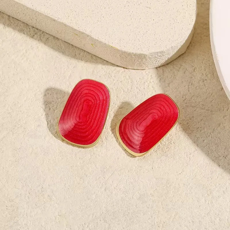 Minimalist Stainless Steel Oil-Dripping Earrings for Women