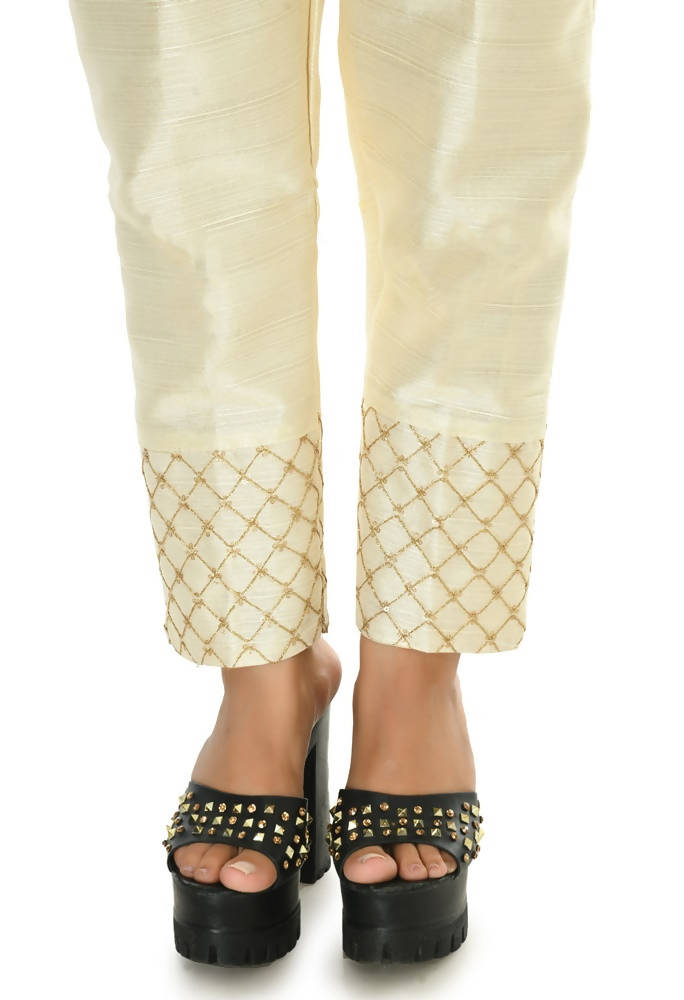 Off White Moeza Silk Ankle-Length Slip-On Pant