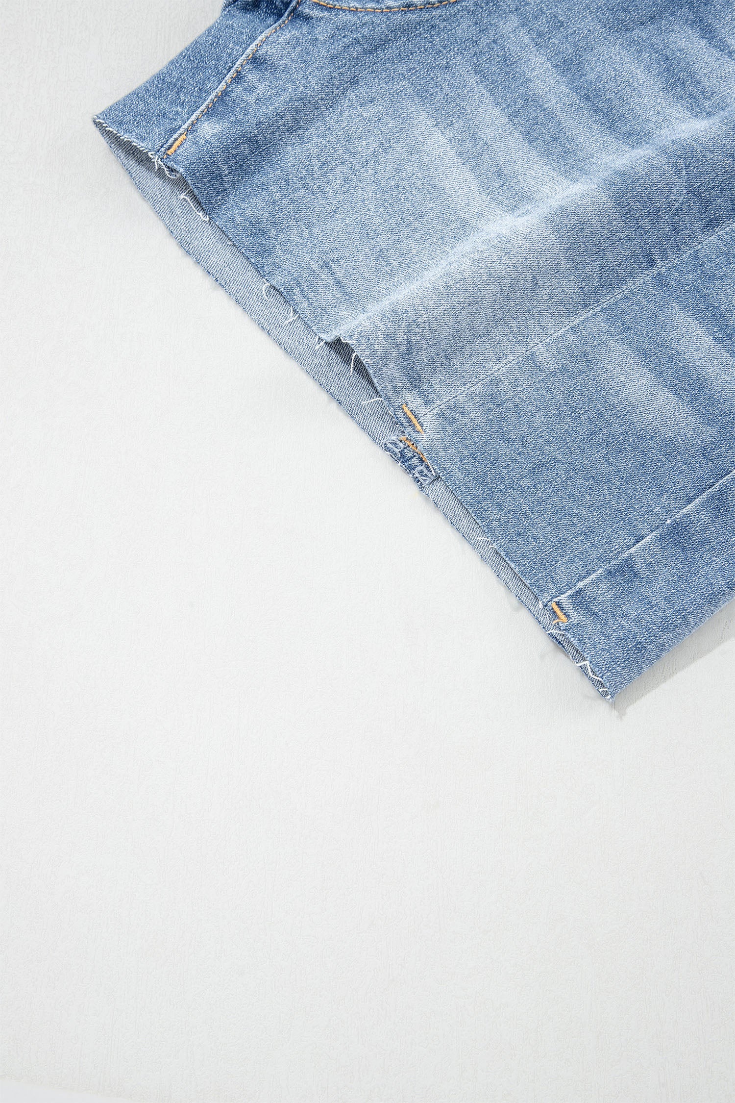 Rayne Wash Raw Hem Shorts in Light Blue - High Waist Denim