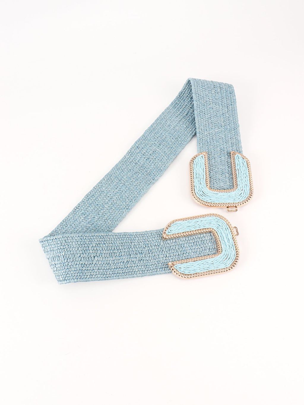 Wide Braid Stretch Belt with Statement Buckle in Sage Green