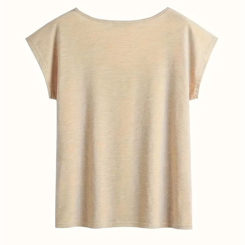 Women's Floral Heart Print V-Neck Short Sleeve Summer T-Shirt - Image 3