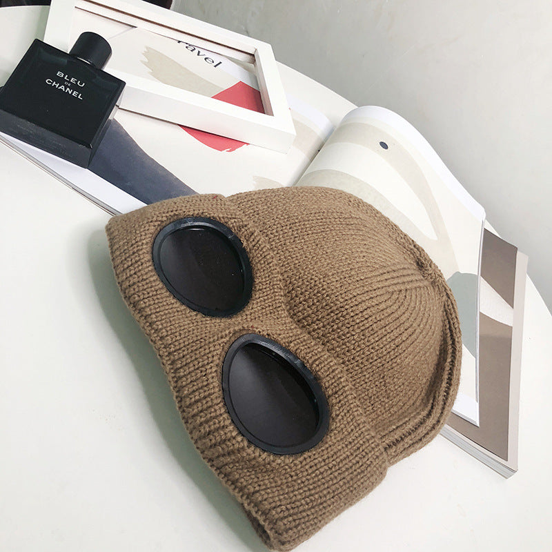 Women’s Aviator Pilot Knit Hat with Goggles Winter Beanie - Image 9