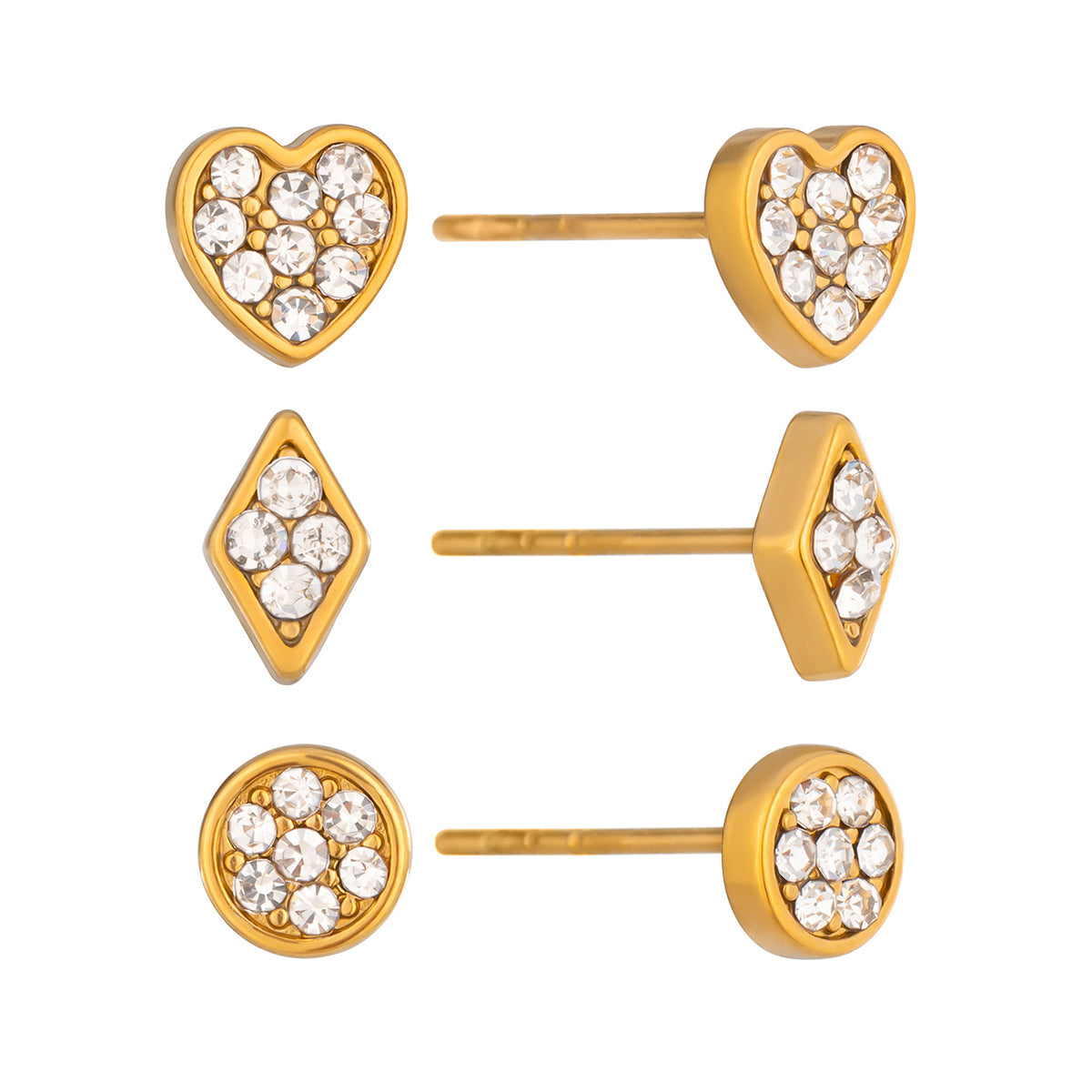 Dainty 18k Gold studded Stainless Steel Earrings