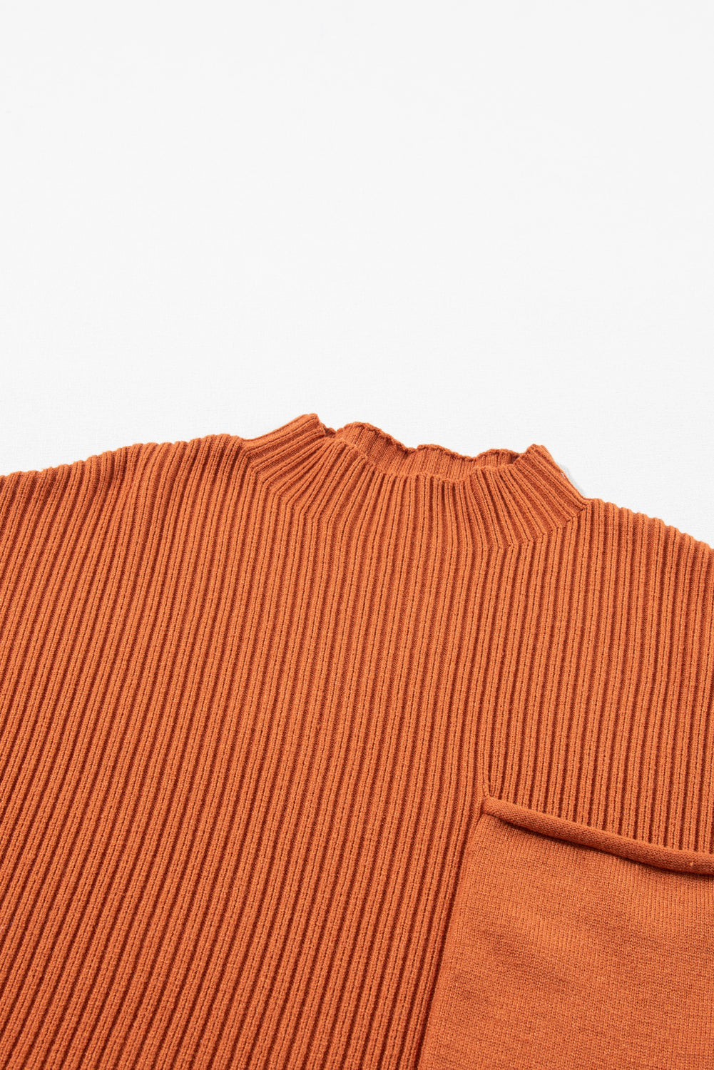 Solid Ribbed Knit Patch Pocket Short Sleeve Top
