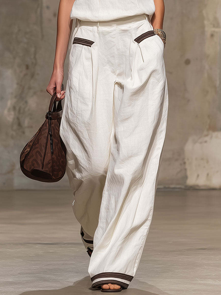 Women's Minimalist Sleeveless Tank and Wide Leg Pant Set - Image 3