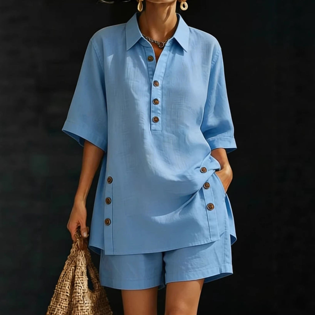 Short-Sleeve Button-Down Shirt and Shorts Set - Image 5