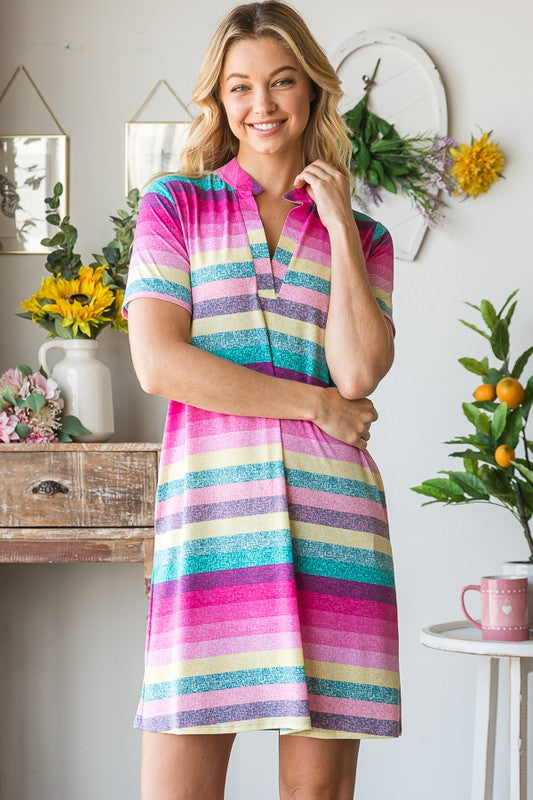 Striped Short Sleeve Mini Tee Dress Casual Summer Essential