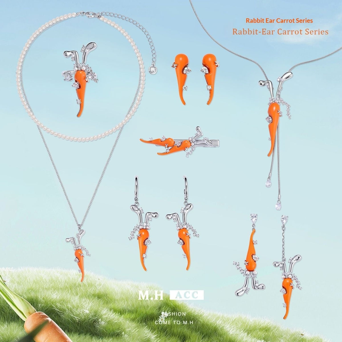Rabbit-Ear Carrot Series Earrings Womens Ear Jewelry