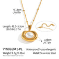 High-end Pearl Pendant Necklace In Titanium Steel With 18K Gold Plating