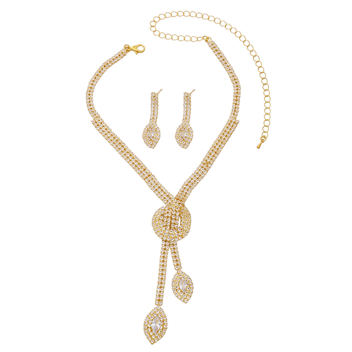 Autumn New European And American Style Loose Diamond Round Jewelry Bridal Jewelry Set Tassel Pendant Wholesale Three-Piece Set One Piece