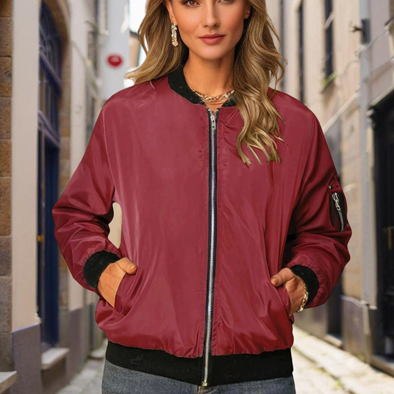 Women's Minimalist Color-Block Zip Jacket