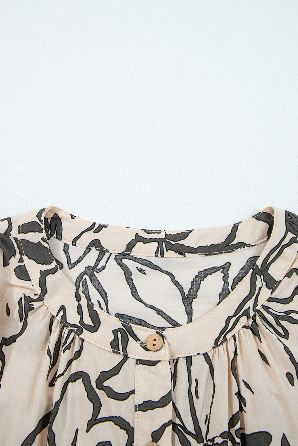 Blue Floral Print Batwing Sleeve Buttoned Shirt