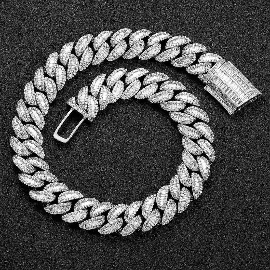 20mm Diamond-Encrusted Square Zircon Cuban Link Hip-Hop Necklace