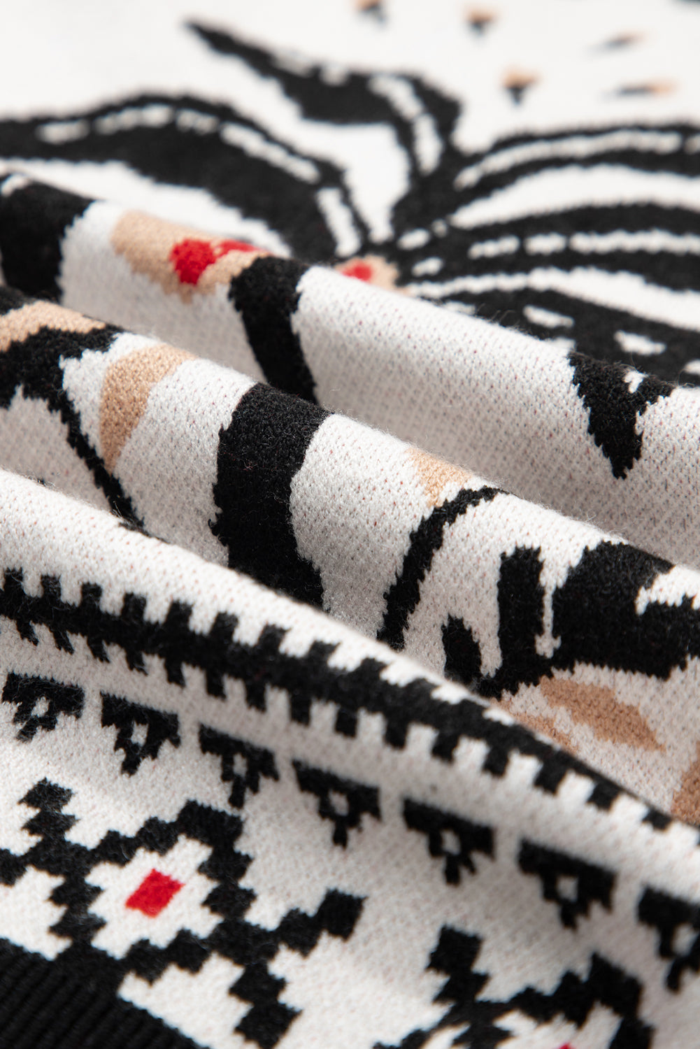 Floral Knit Button-Front V-Neck Cardigan