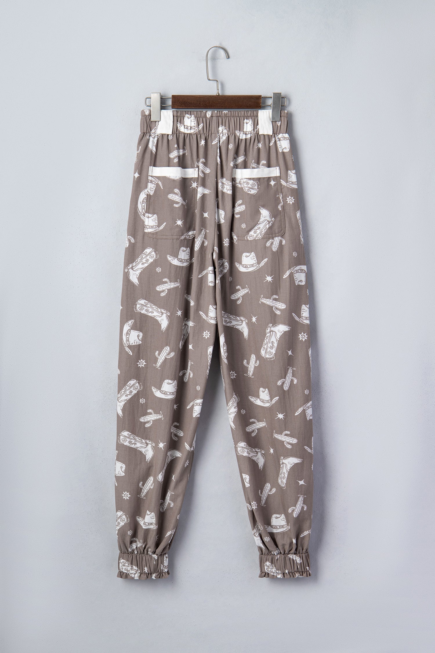 Western Print Cactus Cowgirl Drawstring Jogger Pants - Image 3