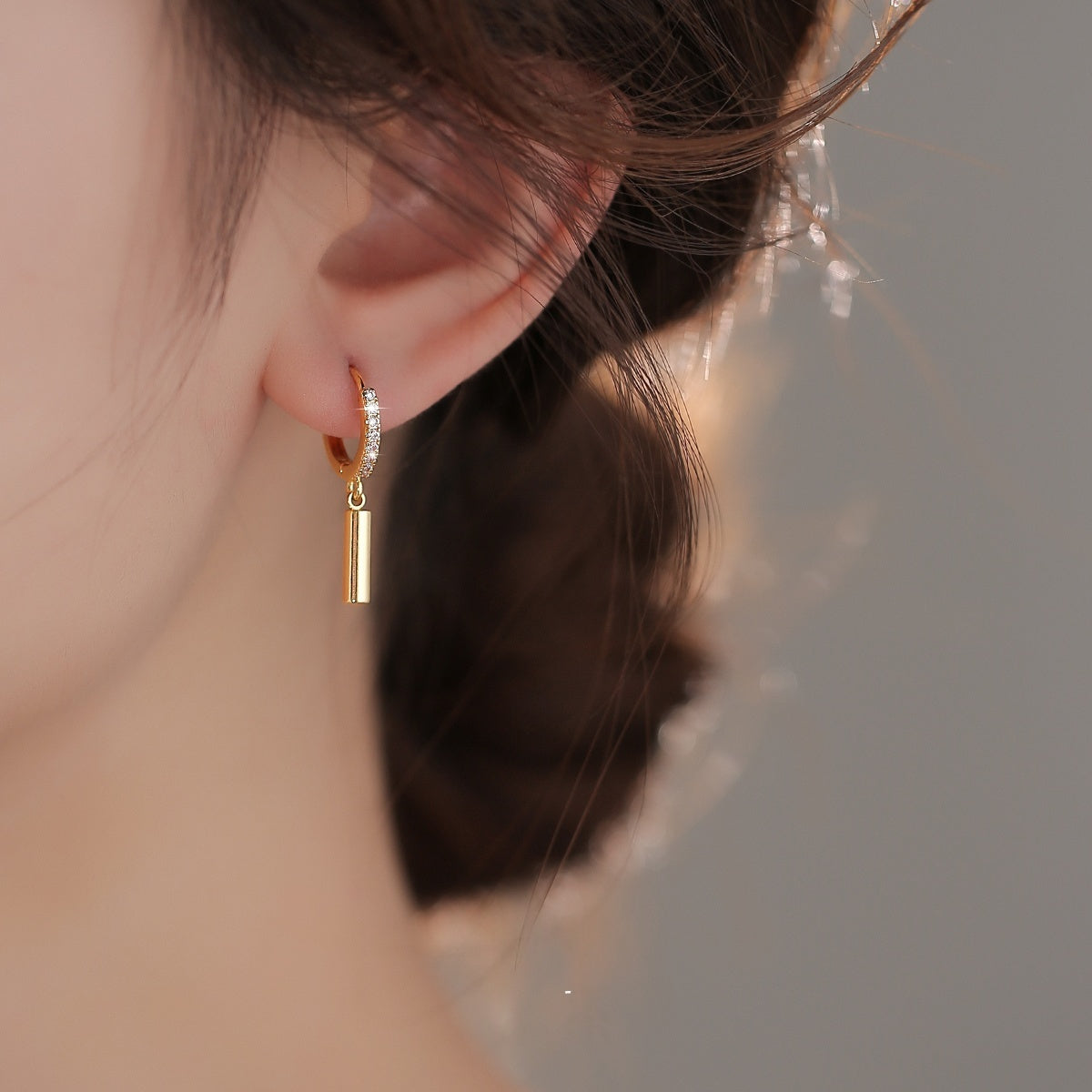 Cylindrical Geometric 14k Gold Nano-Coated Clip-On Earrings