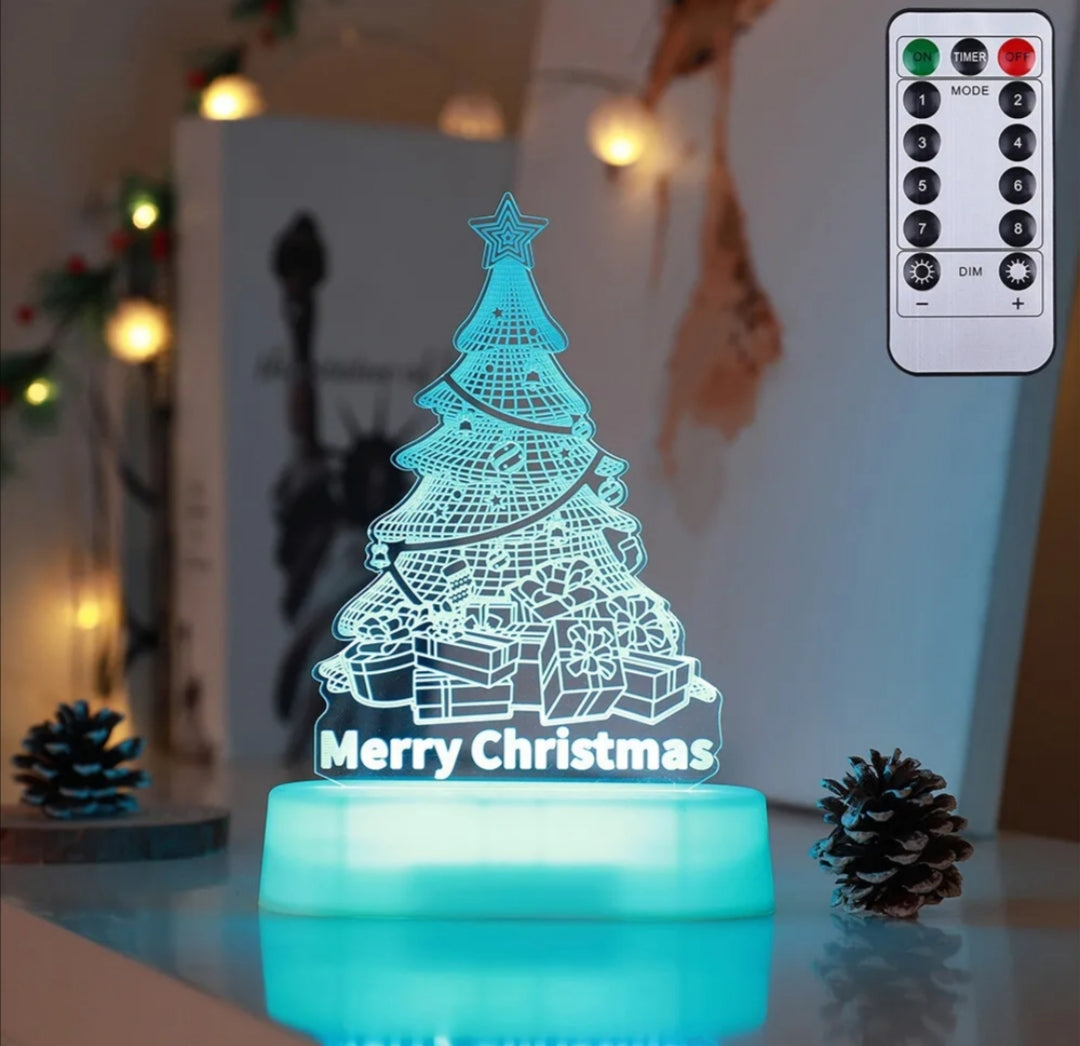 3D Acrylic LED Night Light Festive Holiday Home Decor Ornament