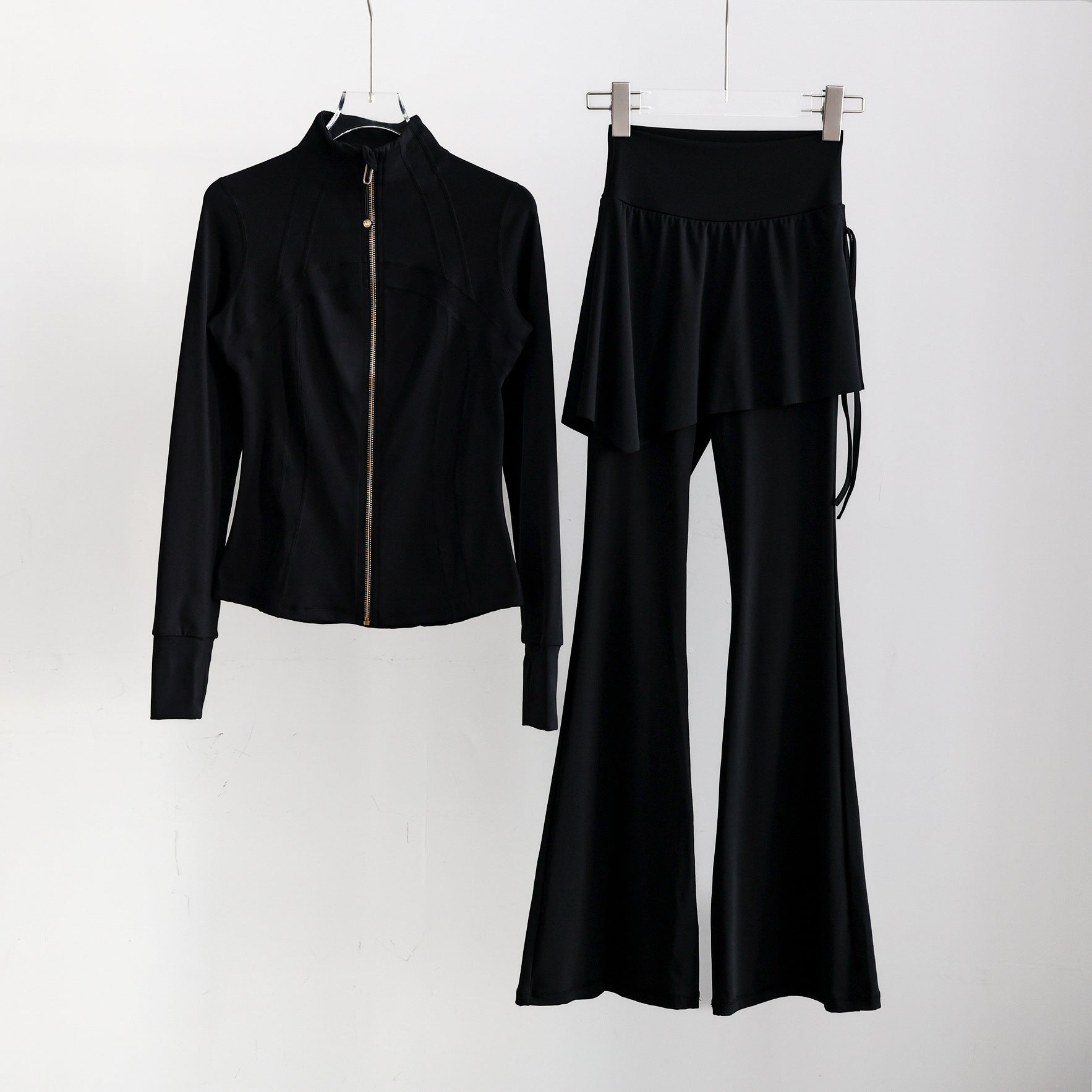 Women’s Long Sleeve Zip-Up Athletic Running Set Gym Outfit - Image 6