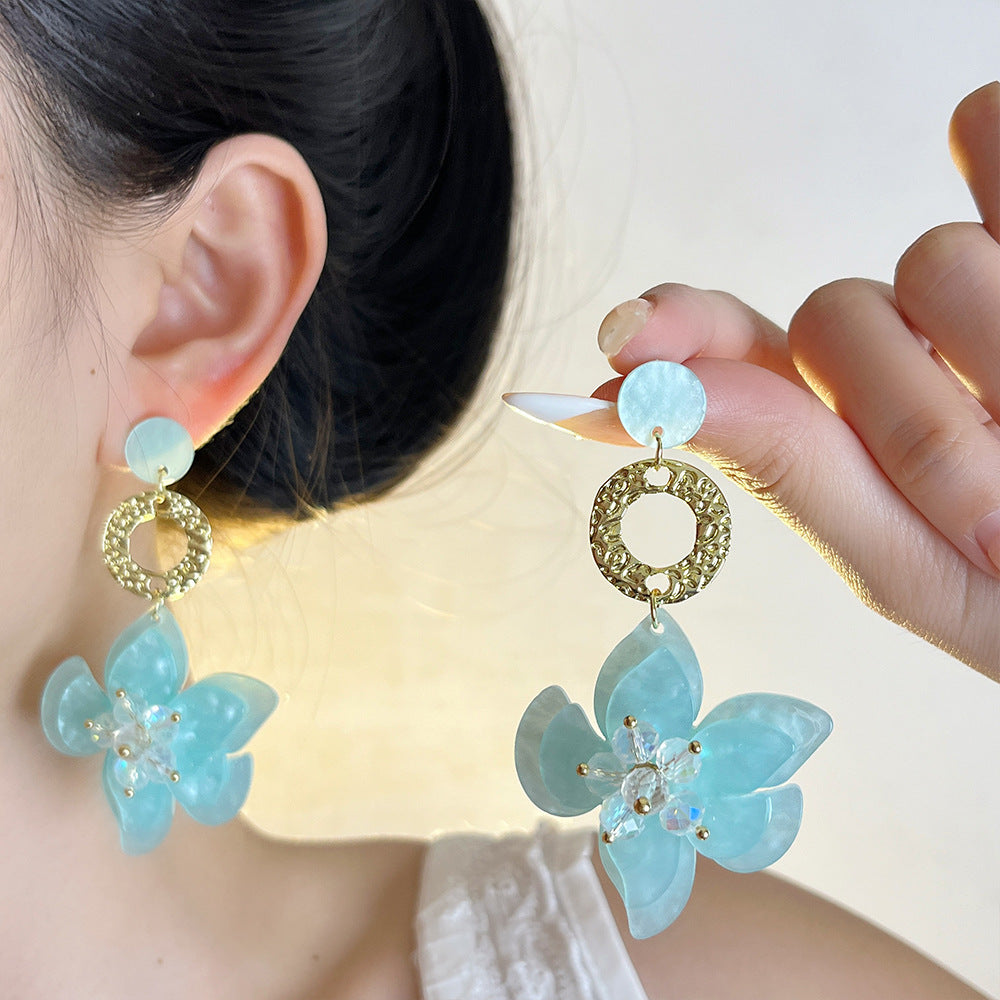Resin Flower Pendant Earrings For Women