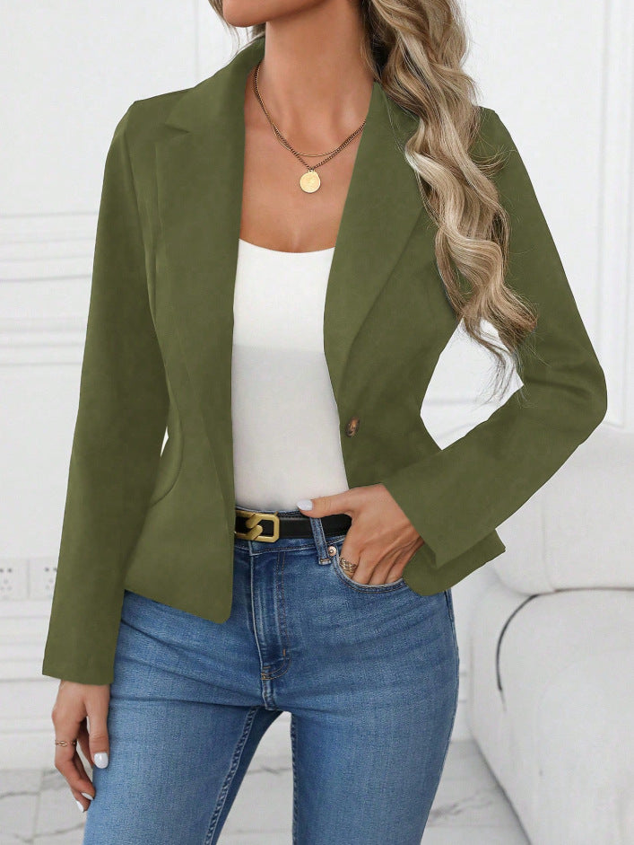 Women's Slim Fit Solid Color Blazer Long Sleeve Jacket - Image 6