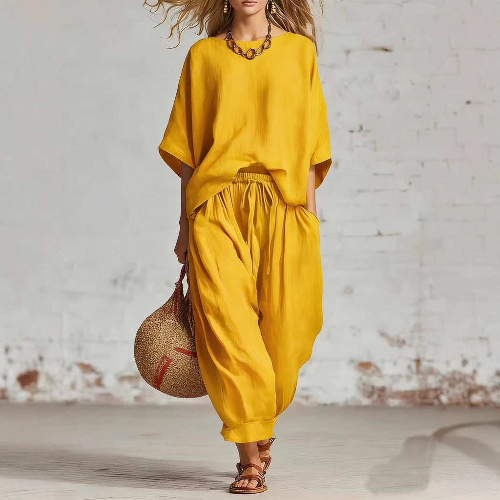 Women's Loose Casual Two-Piece Set T-Shirt and Drawstring Pants - Image 3
