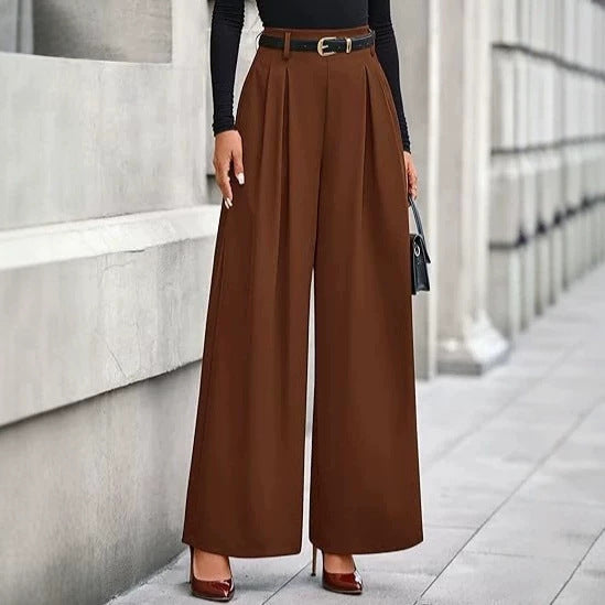 Women's Pleated Cropped Pants – Slimming Drape Adjustable Waist