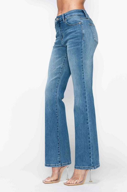 Cat's Whiskers Mid Rise Bootcut Jeans | Medium Blue Denim