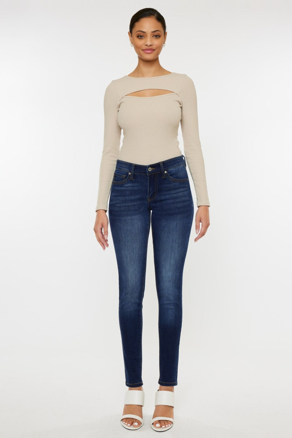 KanCan Mid Rise Gradient Skinny Jeans | Stretchy Denim