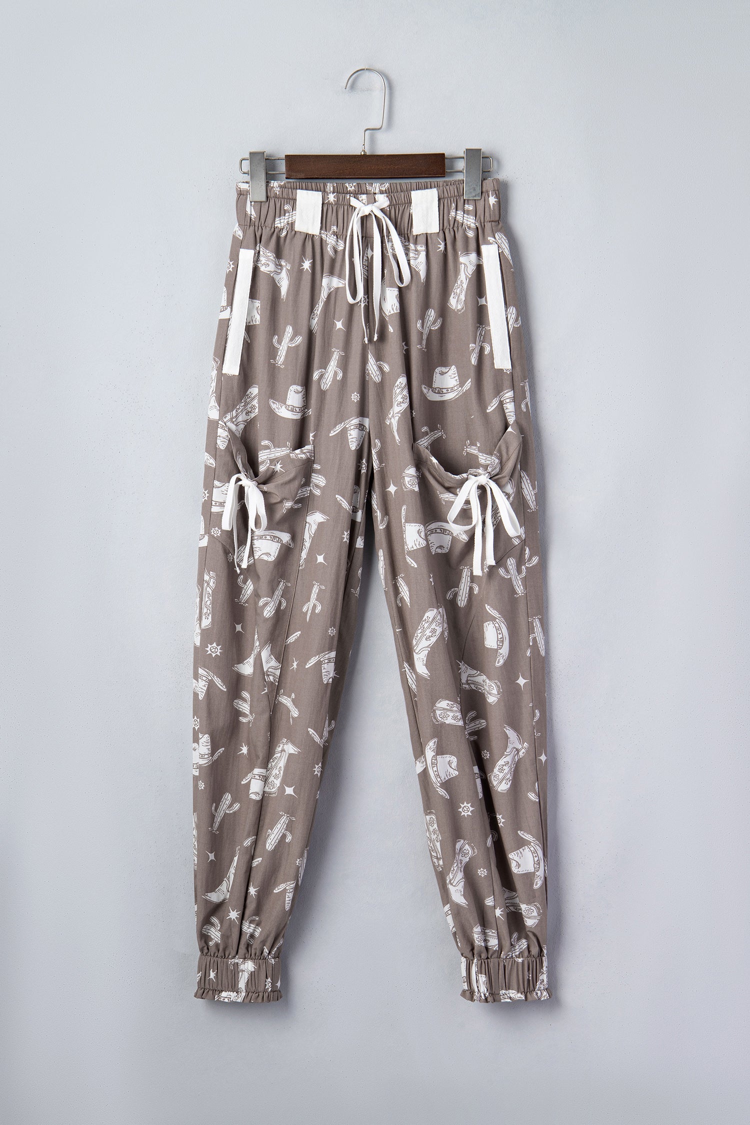 Western Print Cactus Cowgirl Drawstring Jogger Pants - Image 2
