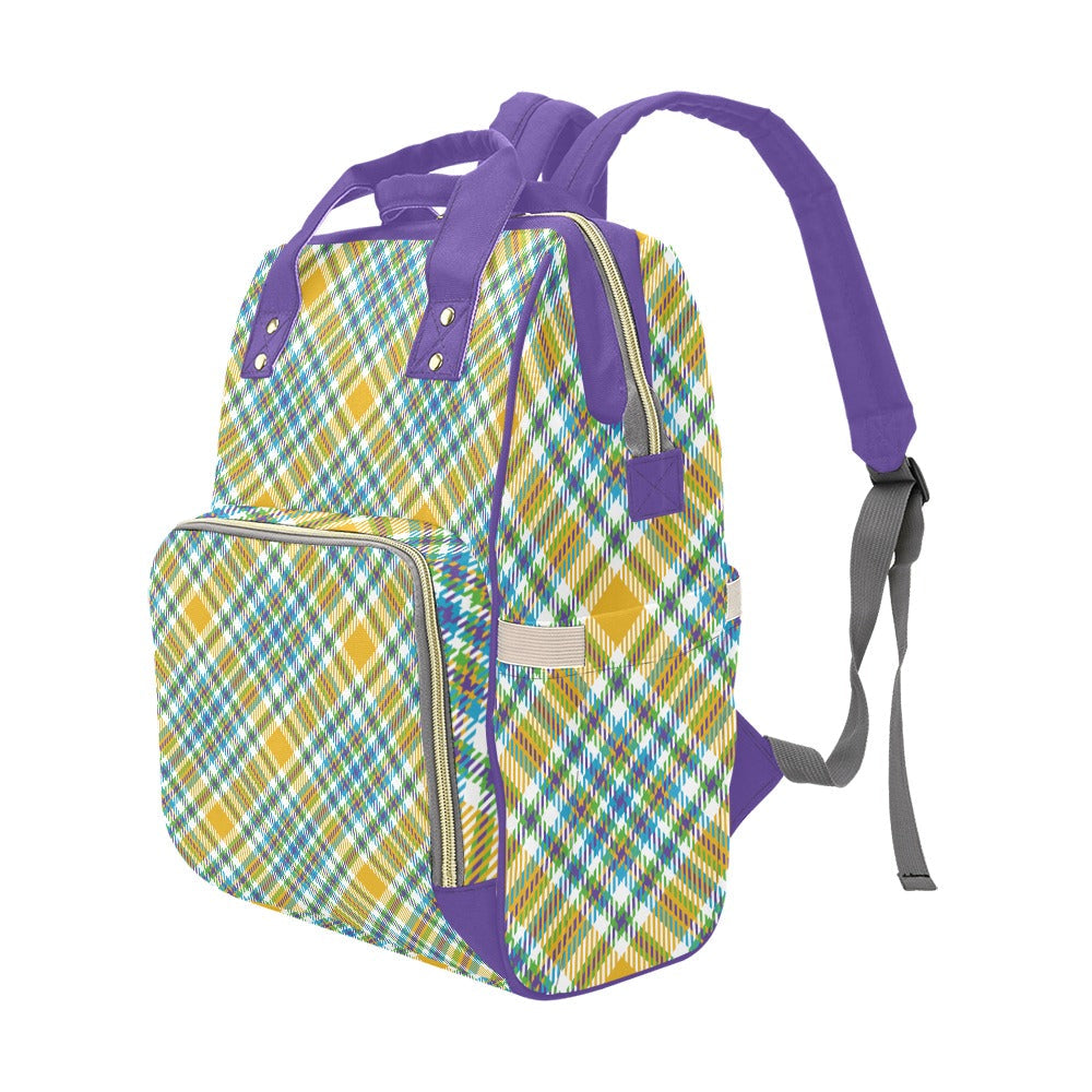 Yellow Plaid Multi-Function Backpack for School Travel and Daily - Image 9