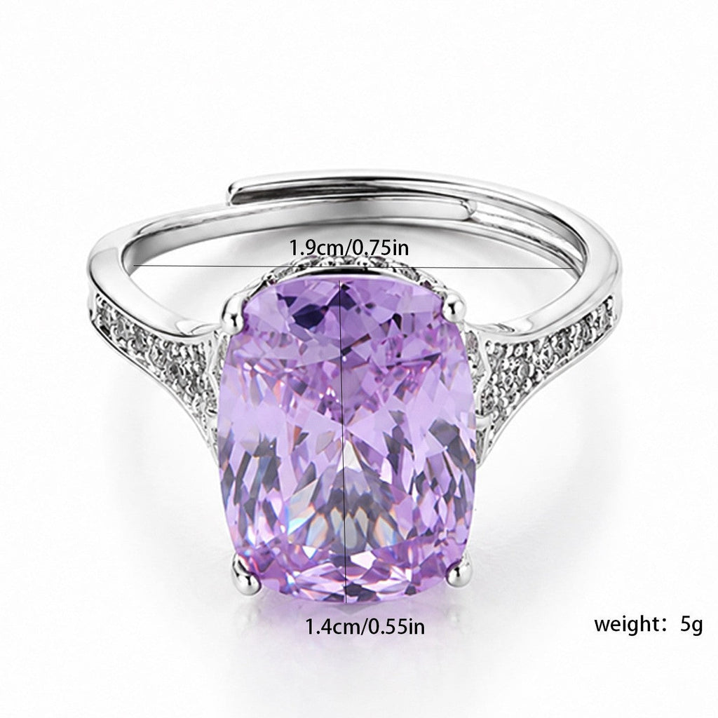 High End Nest Cut Kunzite Ring For Women, Micro Pave Full Diamond Setting Queen Style Statement Finger Ring