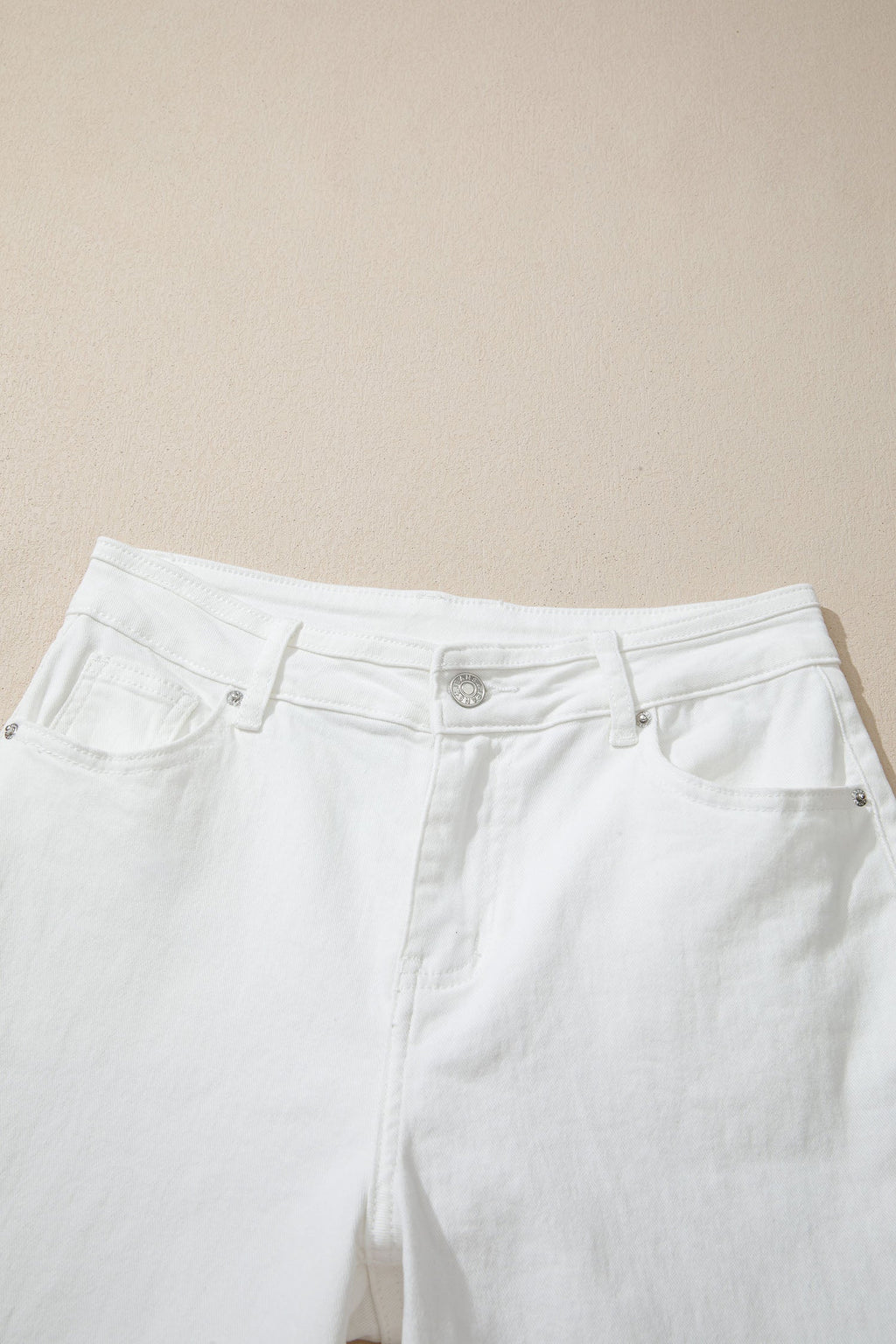 High Waist Wide Leg Denim Jeans in White - Minimalist Casual Fit