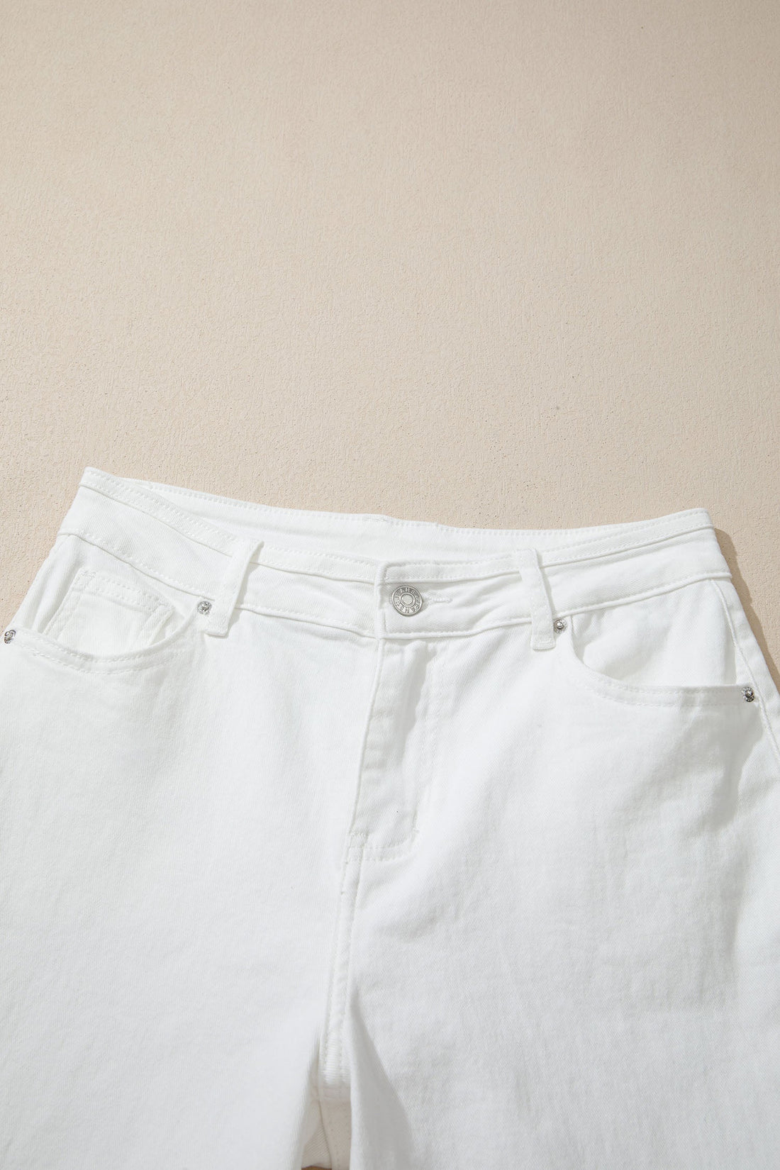 High Waist Wide Leg Denim Jeans in White - Minimalist Casual Fit