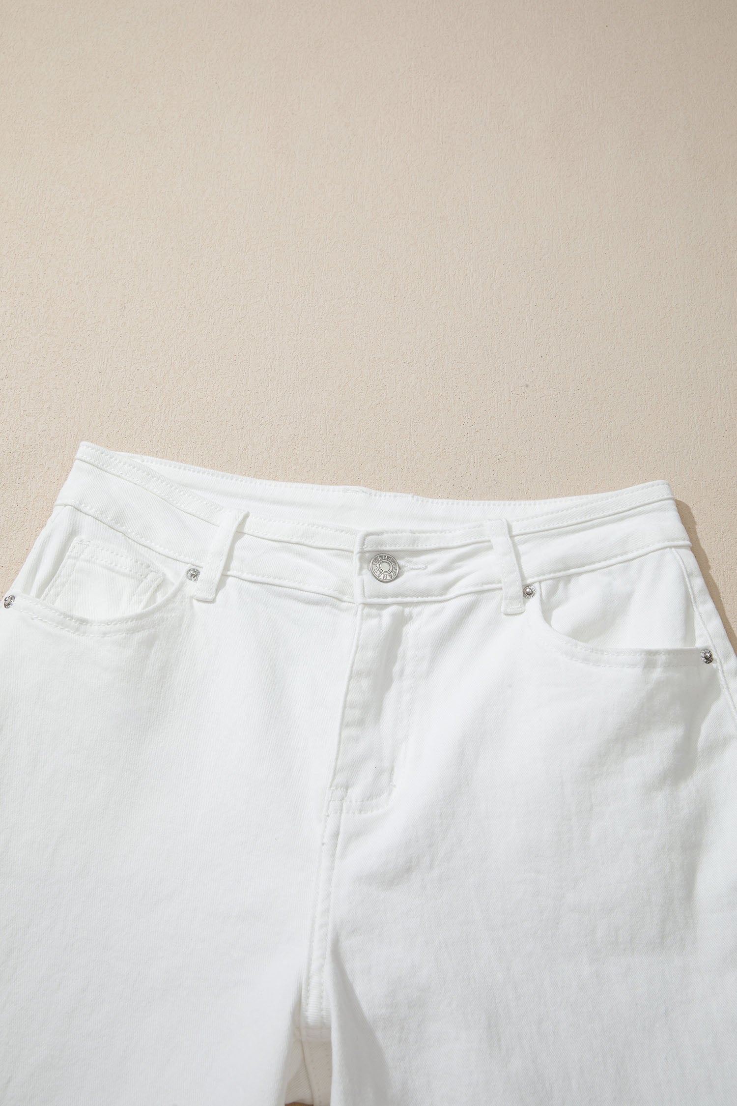 High Waist Wide Leg Denim Jeans in White - Minimalist Casual Fit
