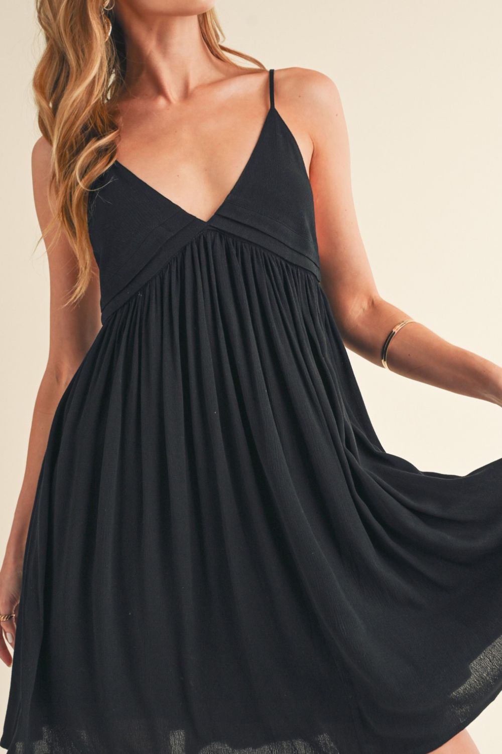 Ruched Plunge Mini Cami Dress with Sculpted Fit