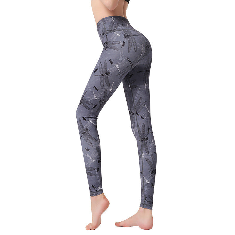 Marble Print High-Waist Yoga Leggings – Sculpted Fit Purple