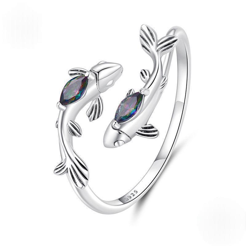 Sterling Silver Fashionable Adjustable Pisces Ring