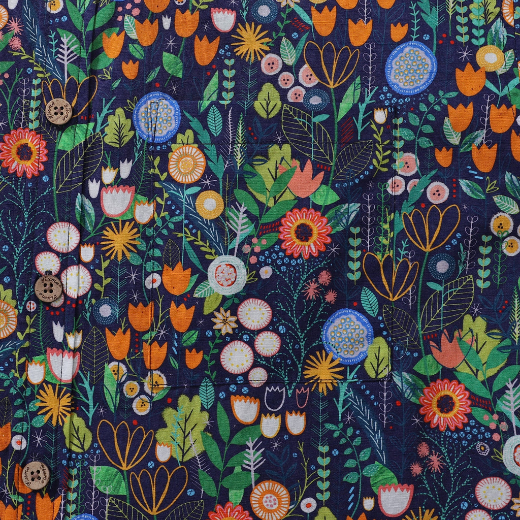 Floral Print Short Sleeve 100% Cotton Button-Down Hawaiian Shirt