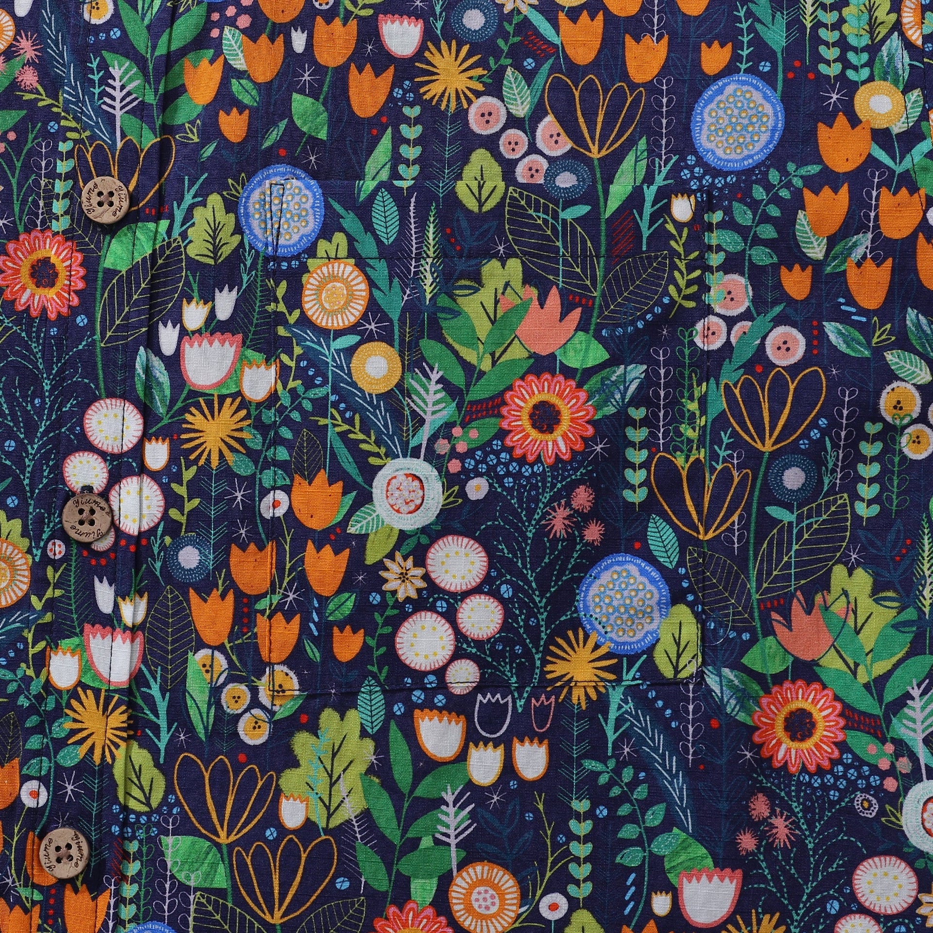 Floral Print Short Sleeve 100% Cotton Button-Down Hawaiian Shirt