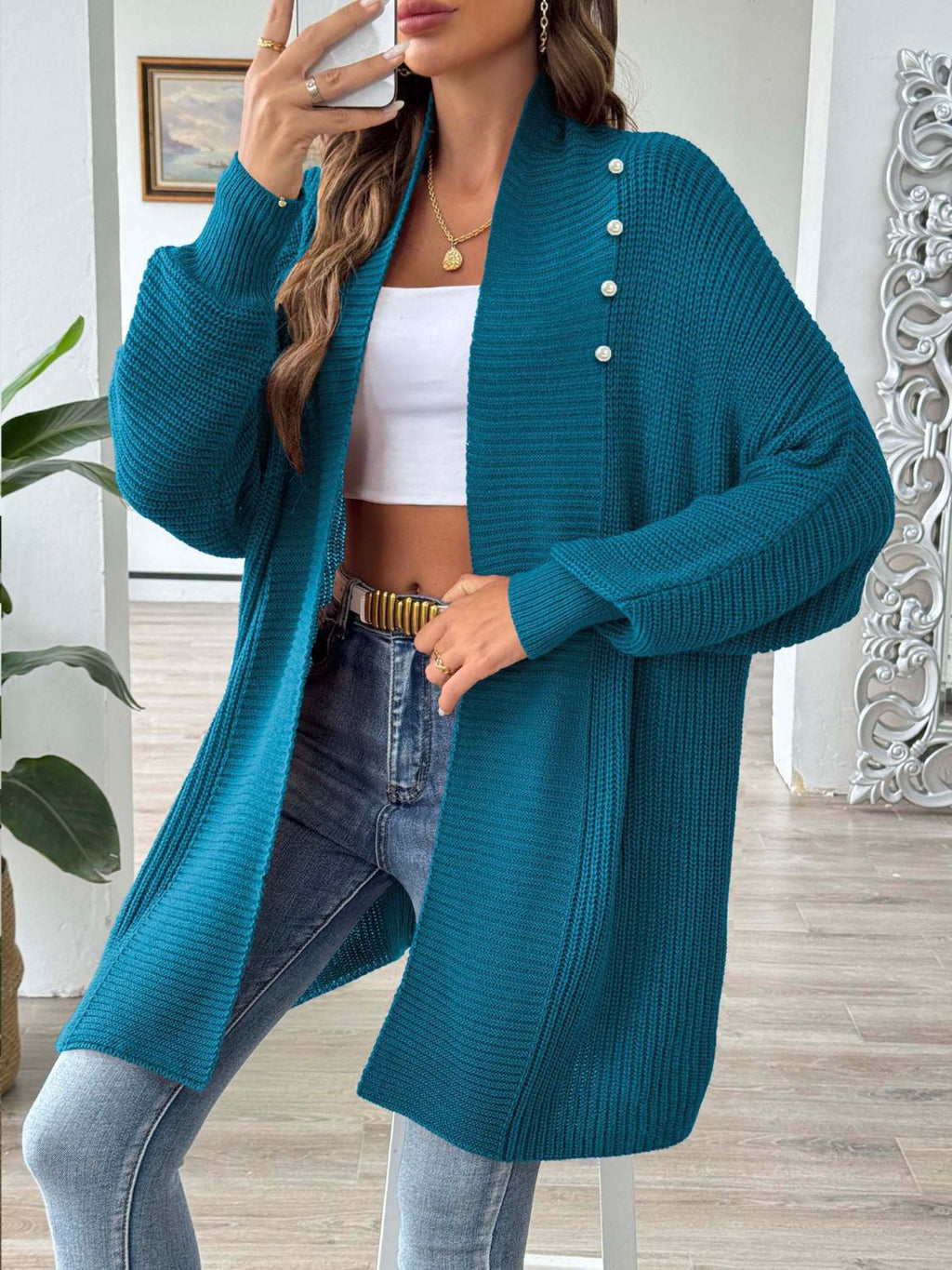 Women's Open Front Long Sleeve Knit Cardigan Lightweight Layer