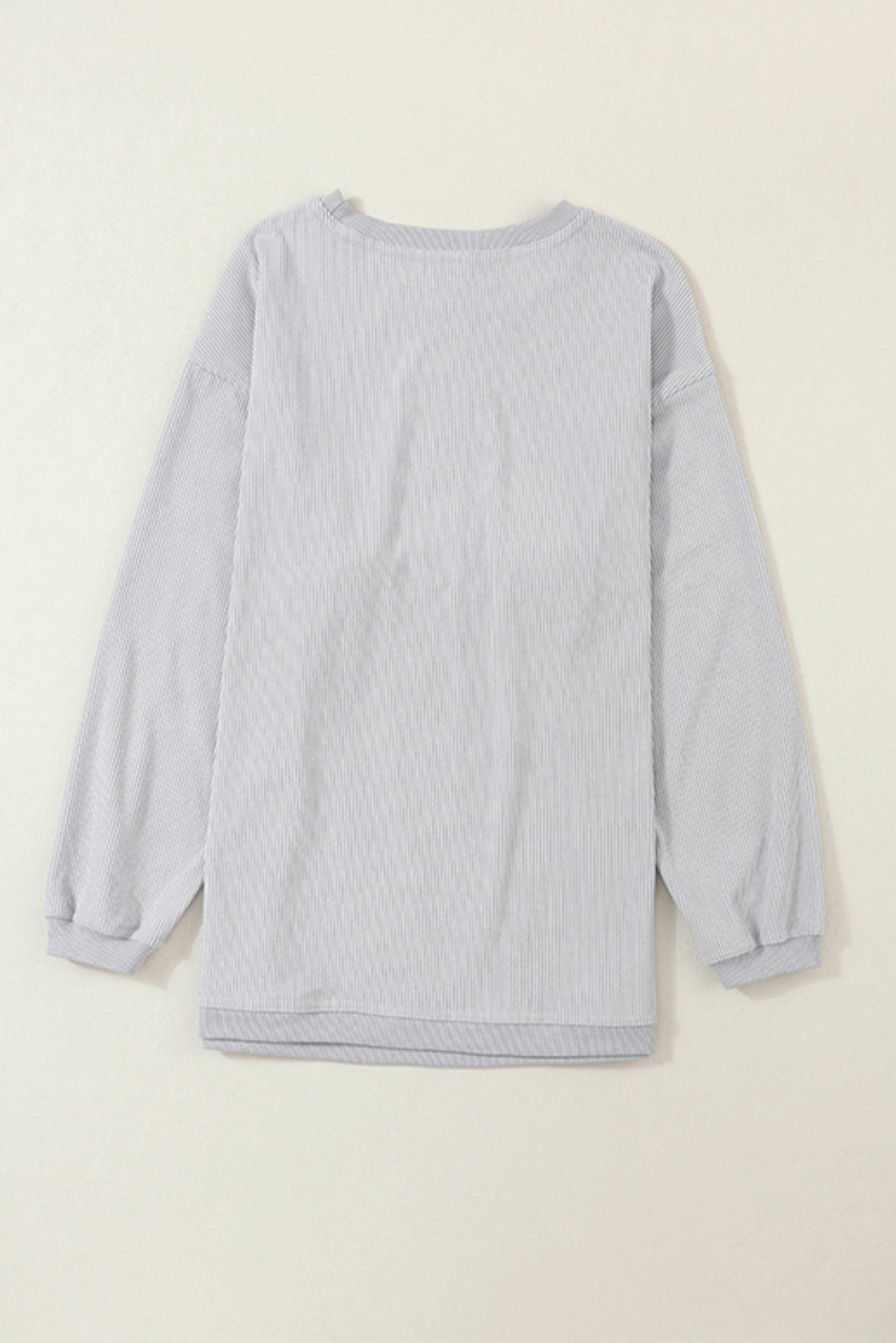 Solid Ribbed Corduroy Long Sleeve Oversized Sweatshirt