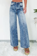 High Waist Wide Leg Jeans | Cotton Blend Stretch