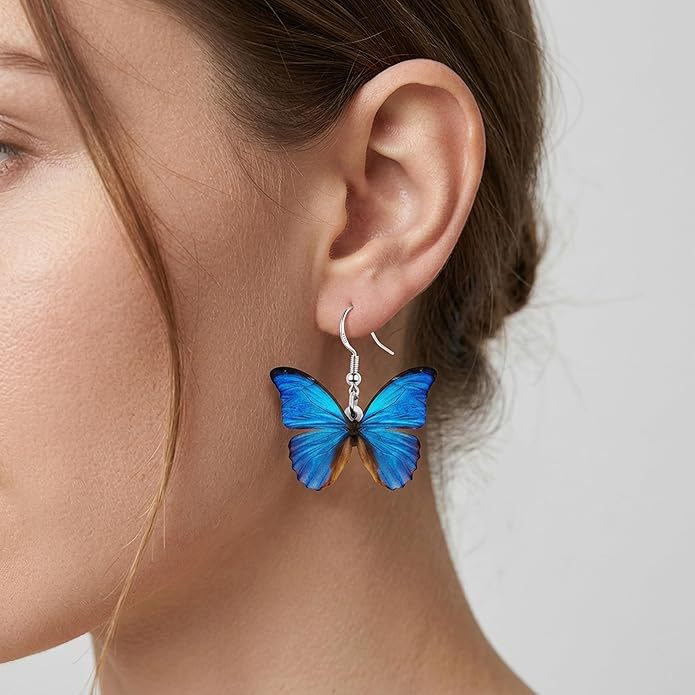 Acrylic Cartoon Butterfly Pendant Earrings